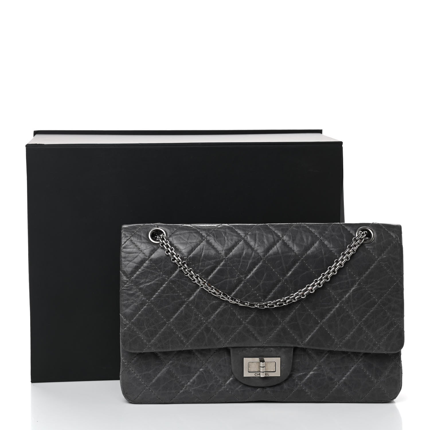Chanel Aged Calfskin Quilted 50th Anniversary 2.55 Reissue 227 Flap Grey 10 of 10