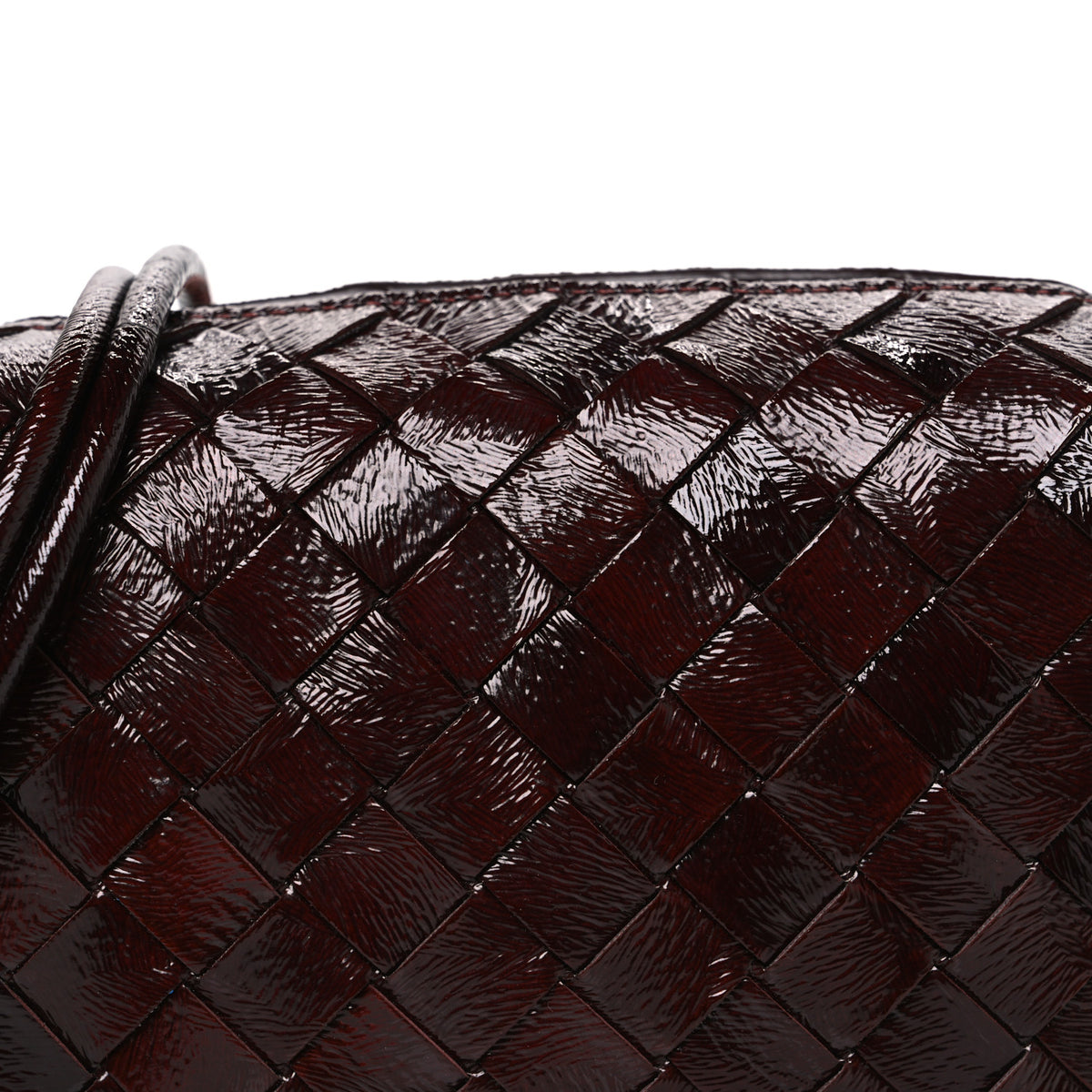 Polished Nappa Intrecciato Knot Mini Loop Camera Bag Madder Brown