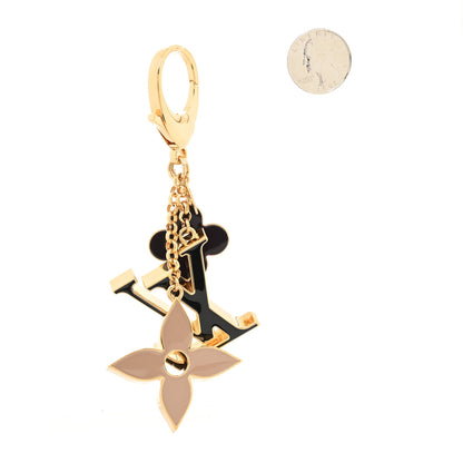 Louis Vuitton Metal Enamel Fleur De Monogram Bag Charm Dore 2 of 3