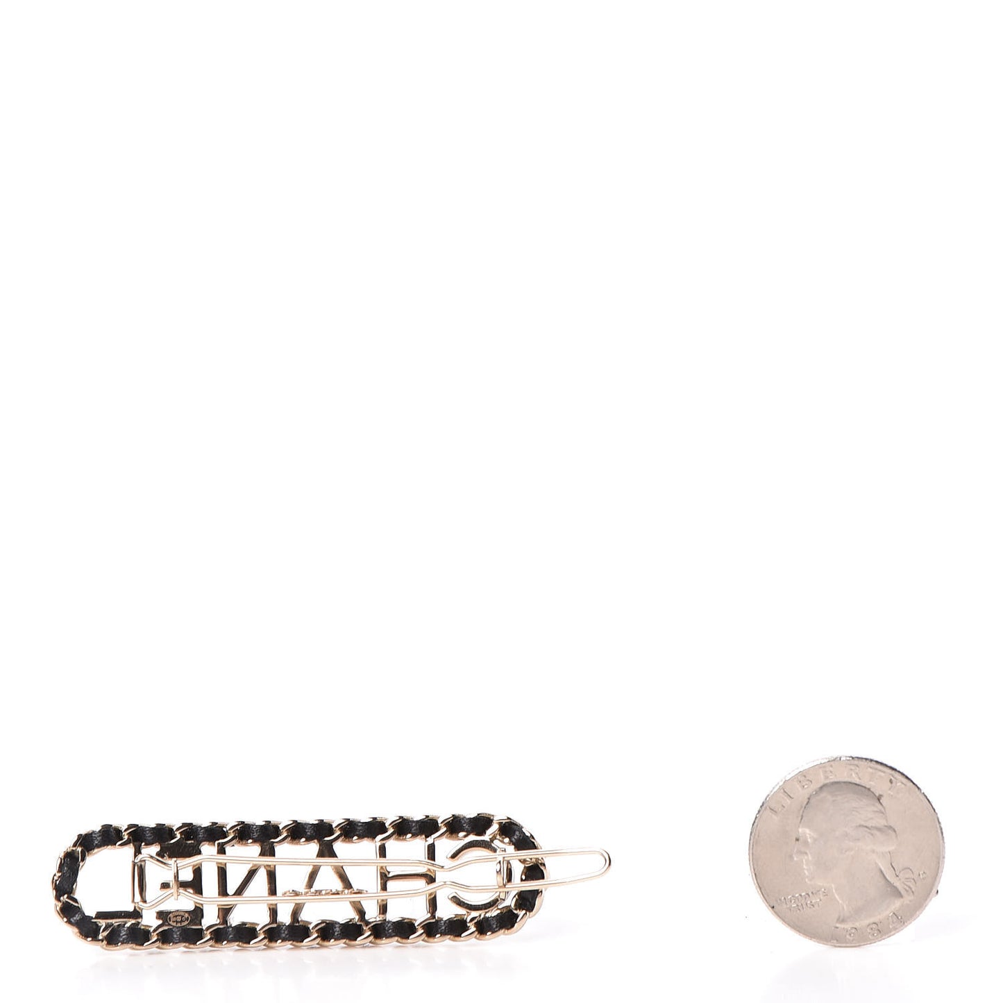 Metal Lambskin Vintage Allure Logo Hair Clip Black Gold