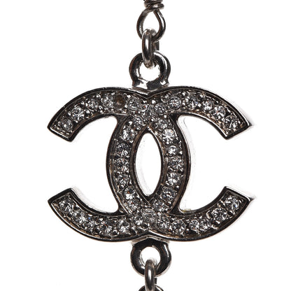 Chanel Crystal Pearl CC Necklace Silver 3 of 6