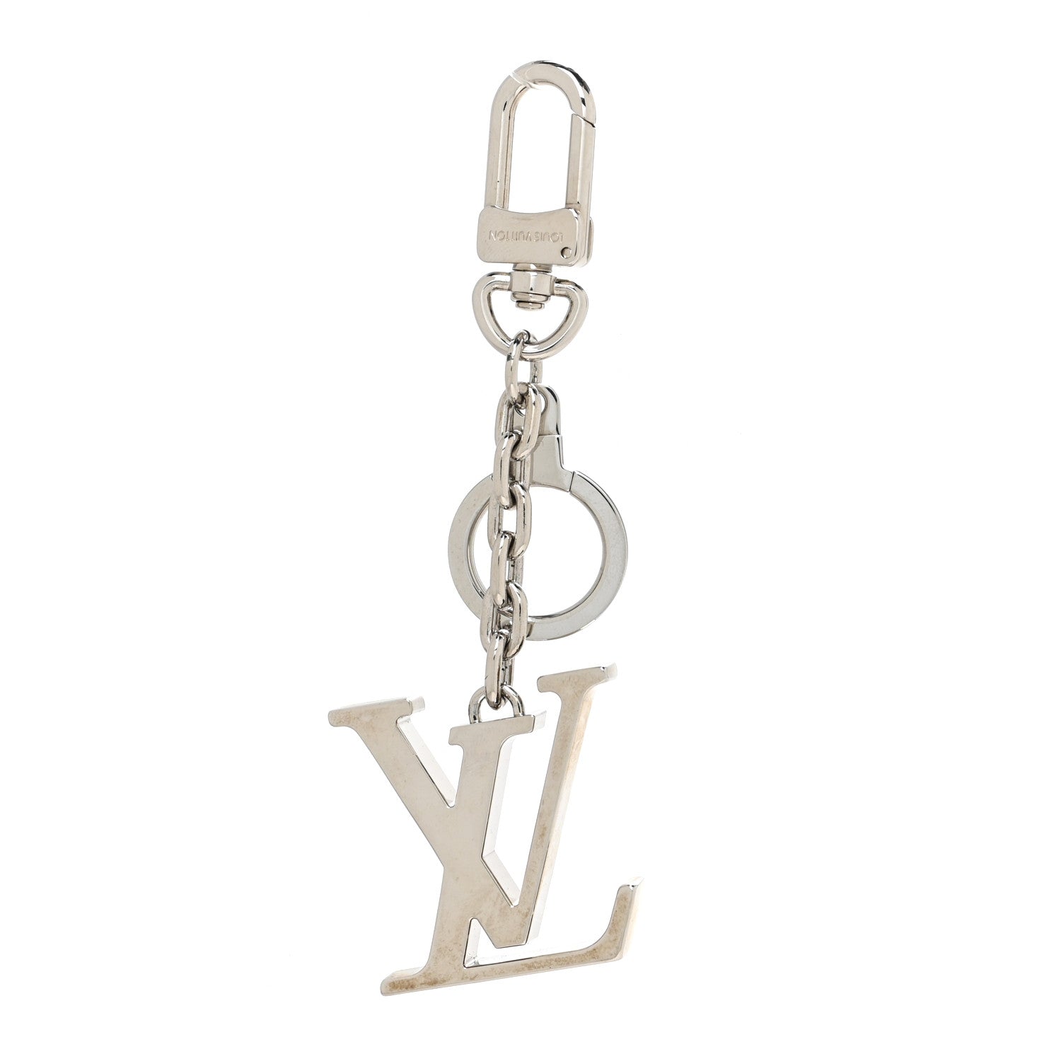 Louis Vuitton Metal Palladiium Finish LV Initiales Bag Charm Key Holder Silver 1 of 4