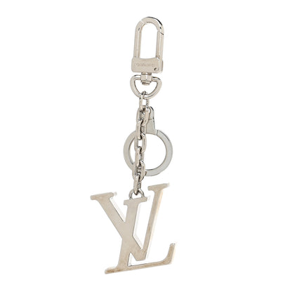 Louis Vuitton Metal Palladiium Finish LV Initiales Bag Charm Key Holder Silver 1 of 4