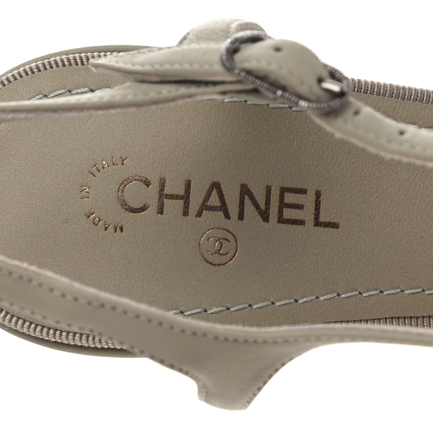 Chanel Lambskin Bow Sandals 36.5 Grey 8 of 9