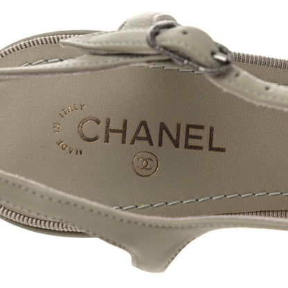 Chanel Lambskin Bow Sandals 36.5 Grey 8 of 9