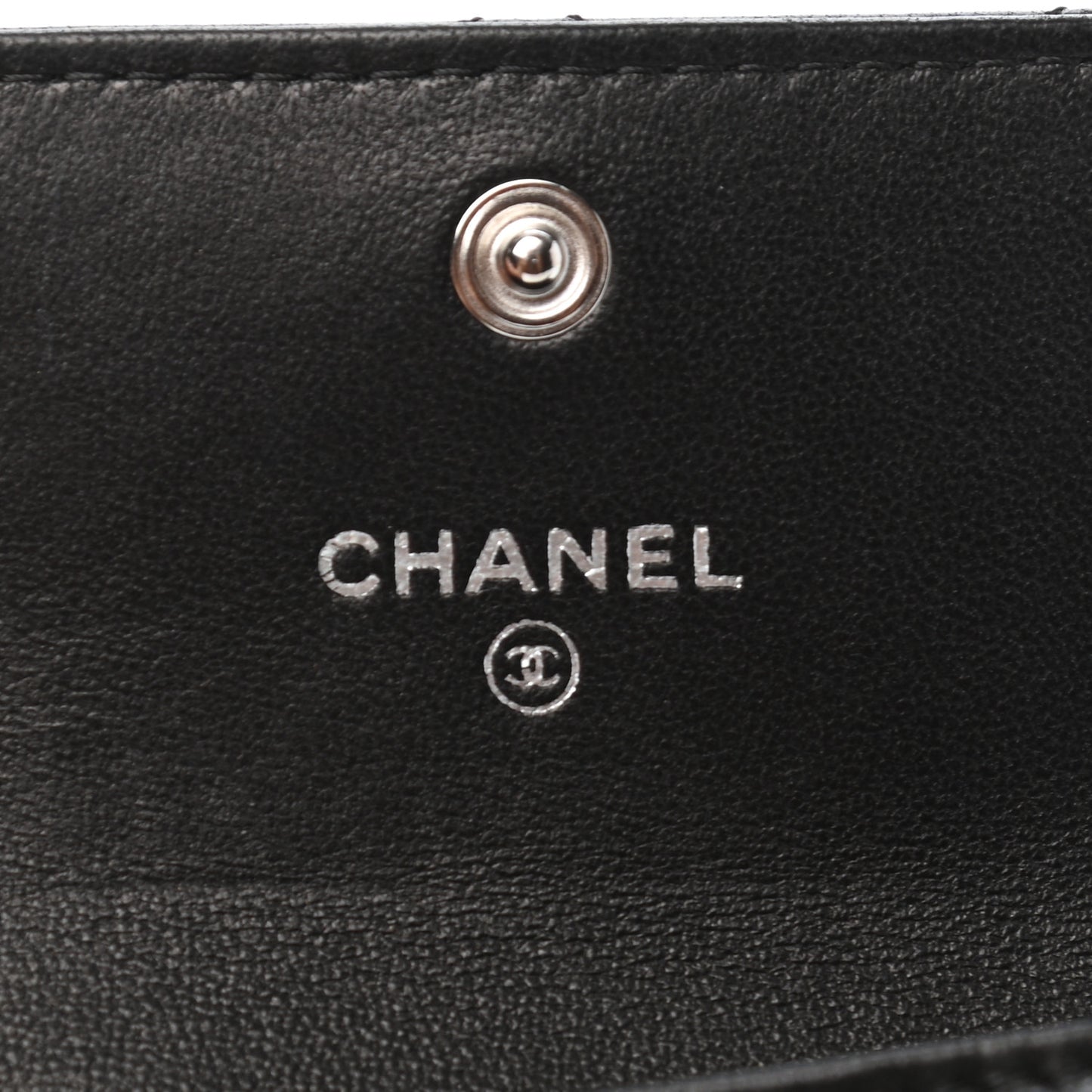 Lambskin Quilted Flap Card Holder Black