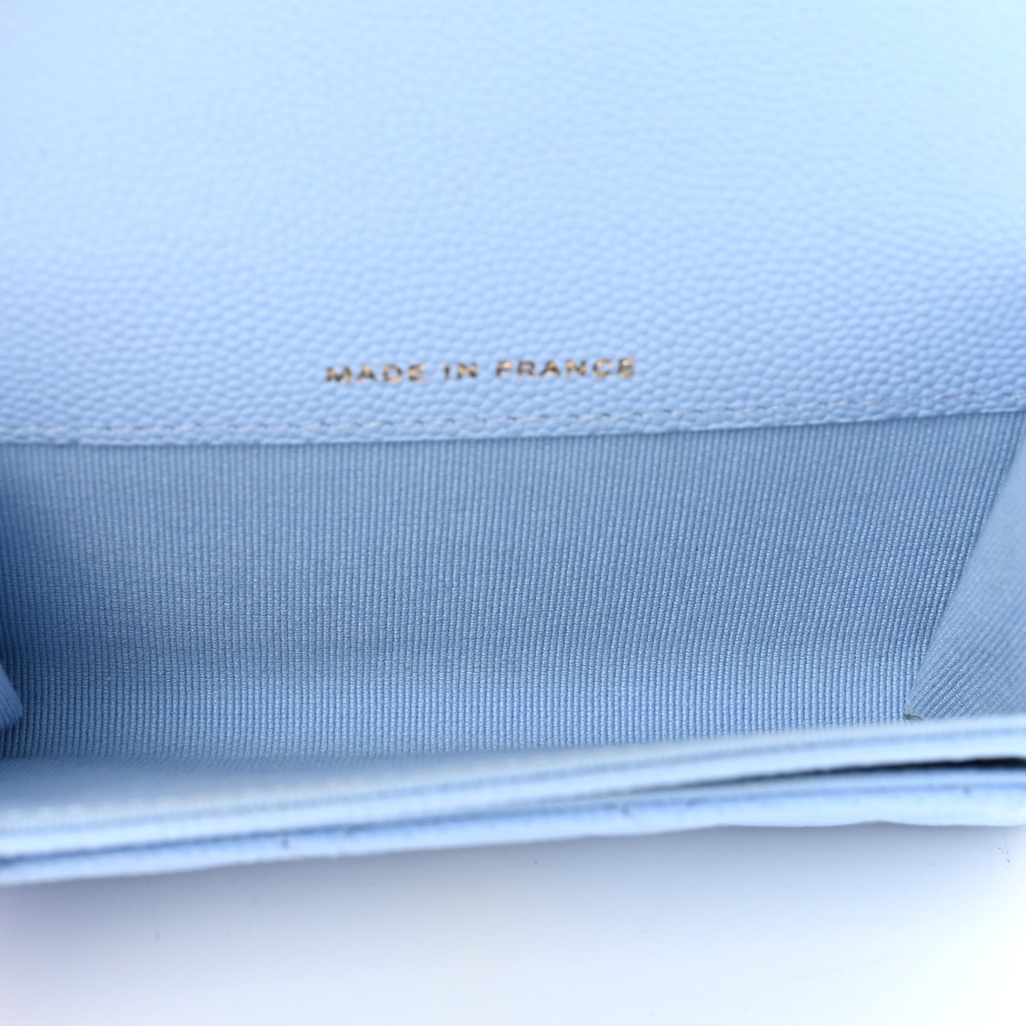 Caviar Quilted Flap Card Holder Wallet Light Blue