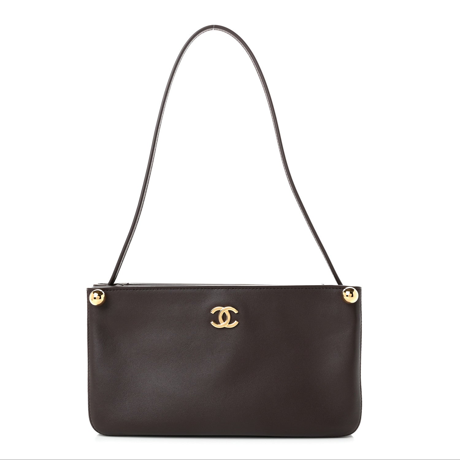 Chanel Calfskin Chick Studs Clutch Dark Brown 1 of 10