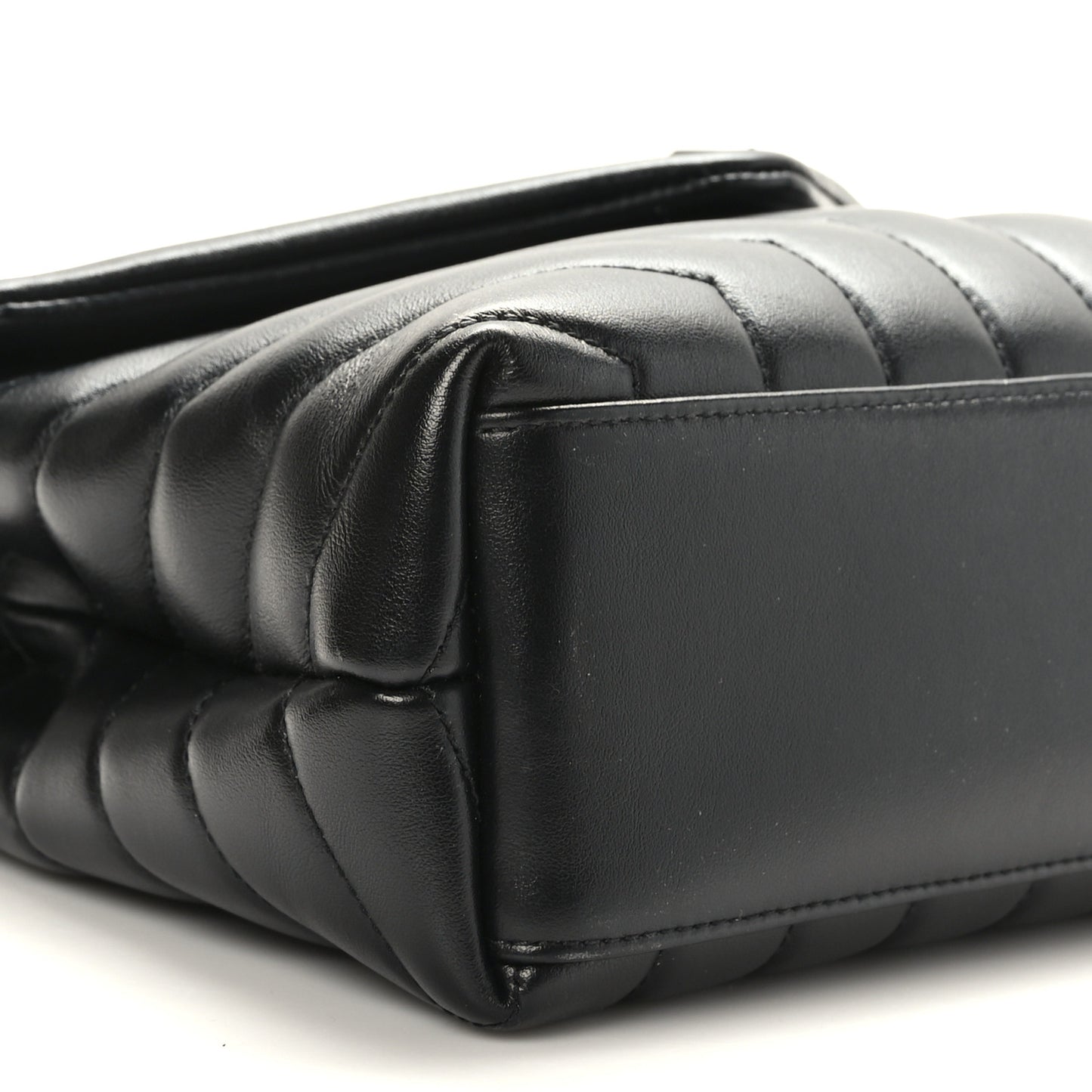 Calfskin Y Quilted Monogram Monochrome Small Loulou Chain Satchel Black