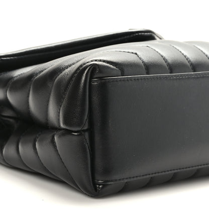 Saint Laurent Calfskin Y Quilted Monogram Monochrome Small Loulou Chain Satchel Black 7 of 8