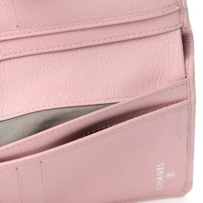 Chanel Goatskin Camellia Embossed French Flap Wallet Pink 7 of 8