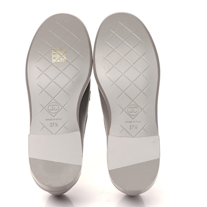 Chanel Lambskin Quilted CC Turnlock Moccasins 37.5 Grey 5 of 8