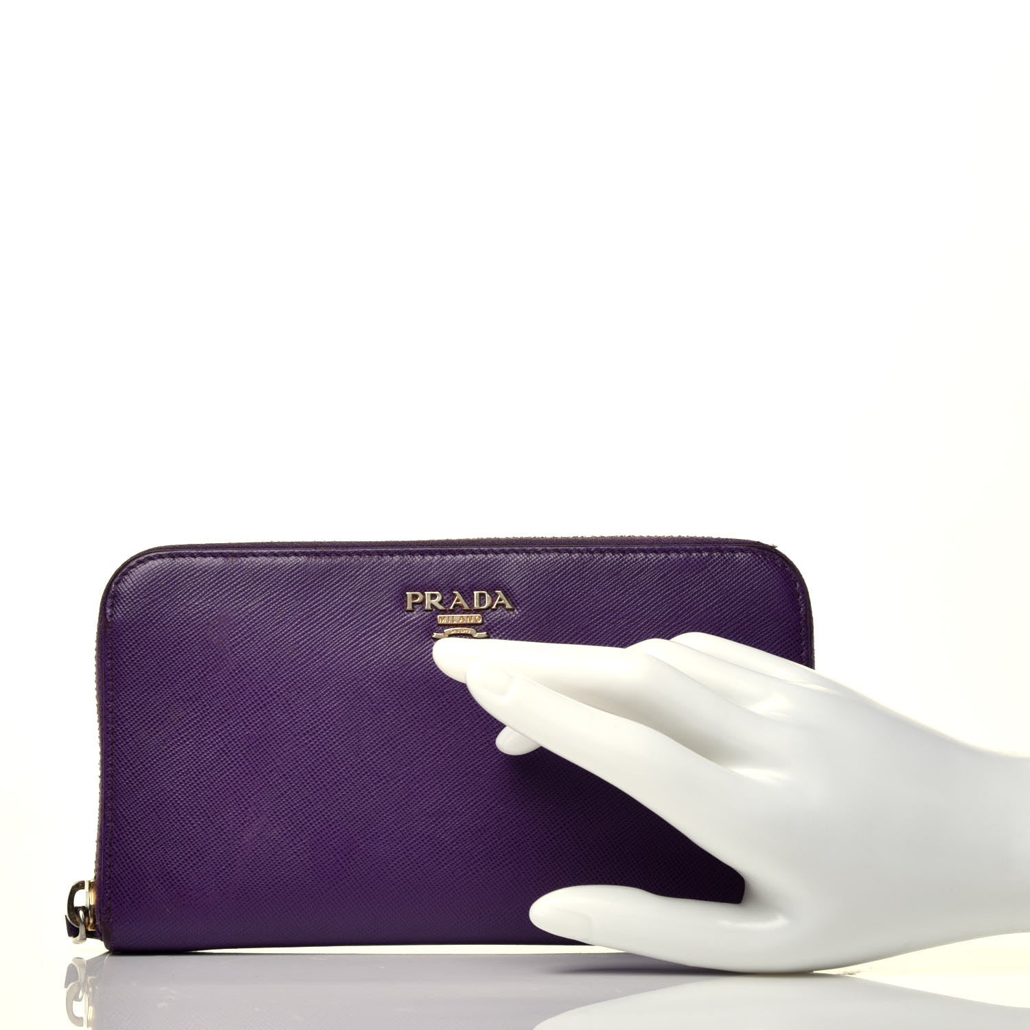 Prada Saffiano Metal Zip Around Wallet Viola 2 of 8