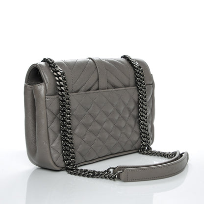 Saint Laurent Grain De Poudre Medium Triquilt Monogram Satchel Earth 3 of 6
