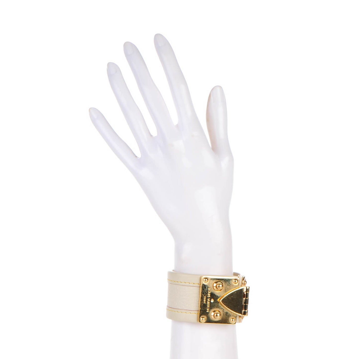 Chèvre Suhali S Lock Bracelet Small White
