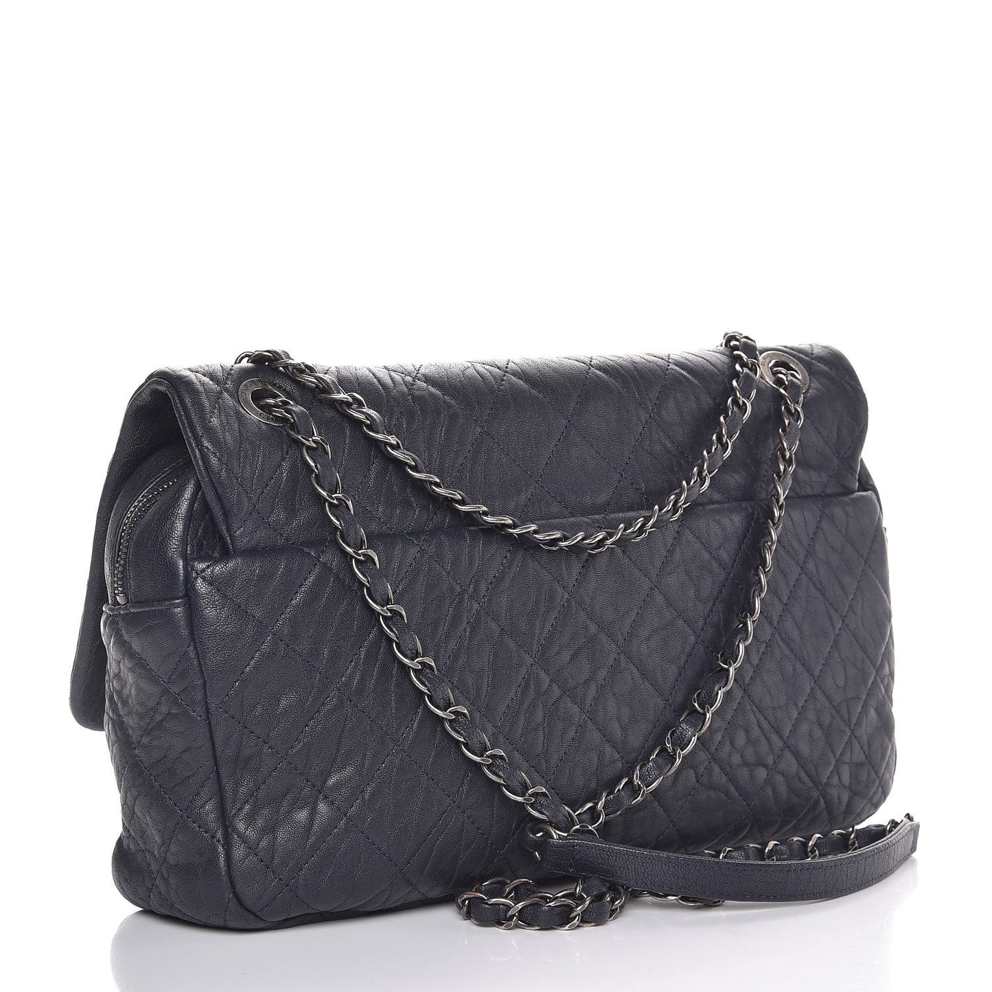 Sheepskin Quilted Jumbo Easy Flap Navy Blue