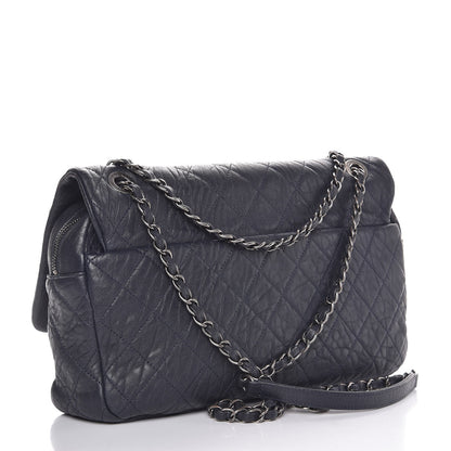 Chanel Sheepskin Quilted Jumbo Easy Flap Navy Blue 3 of 7