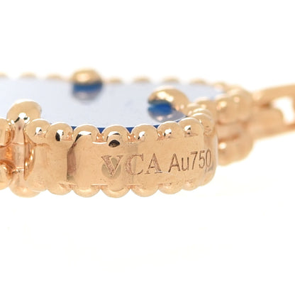 Van Cleef & Arpels 18K Yellow Gold Blue Agate 10 Motifs Vintage Alhambra Necklace 5 of 7