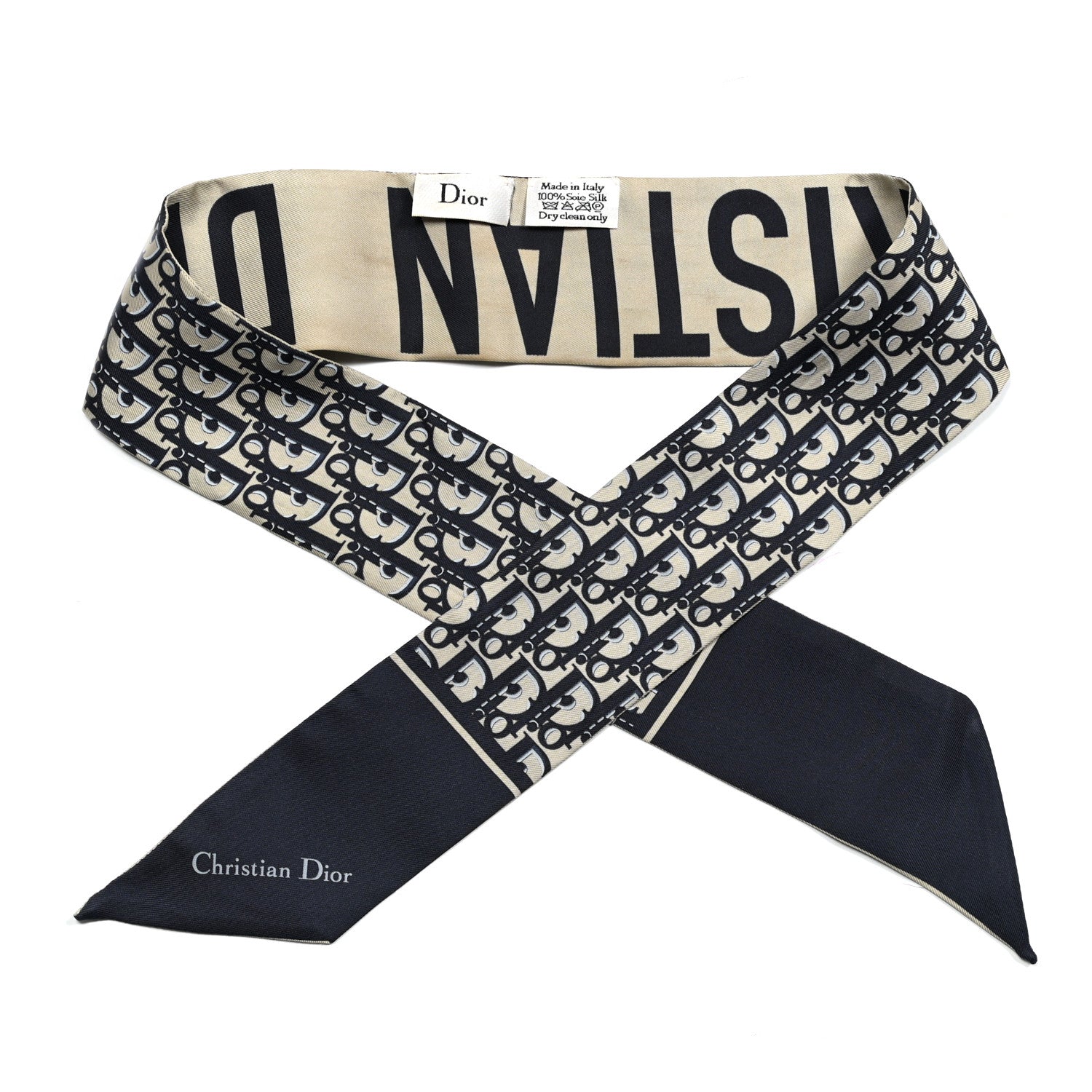 Christian Dior Silk Oblique Mitzah Scarf Blue 1 of 3