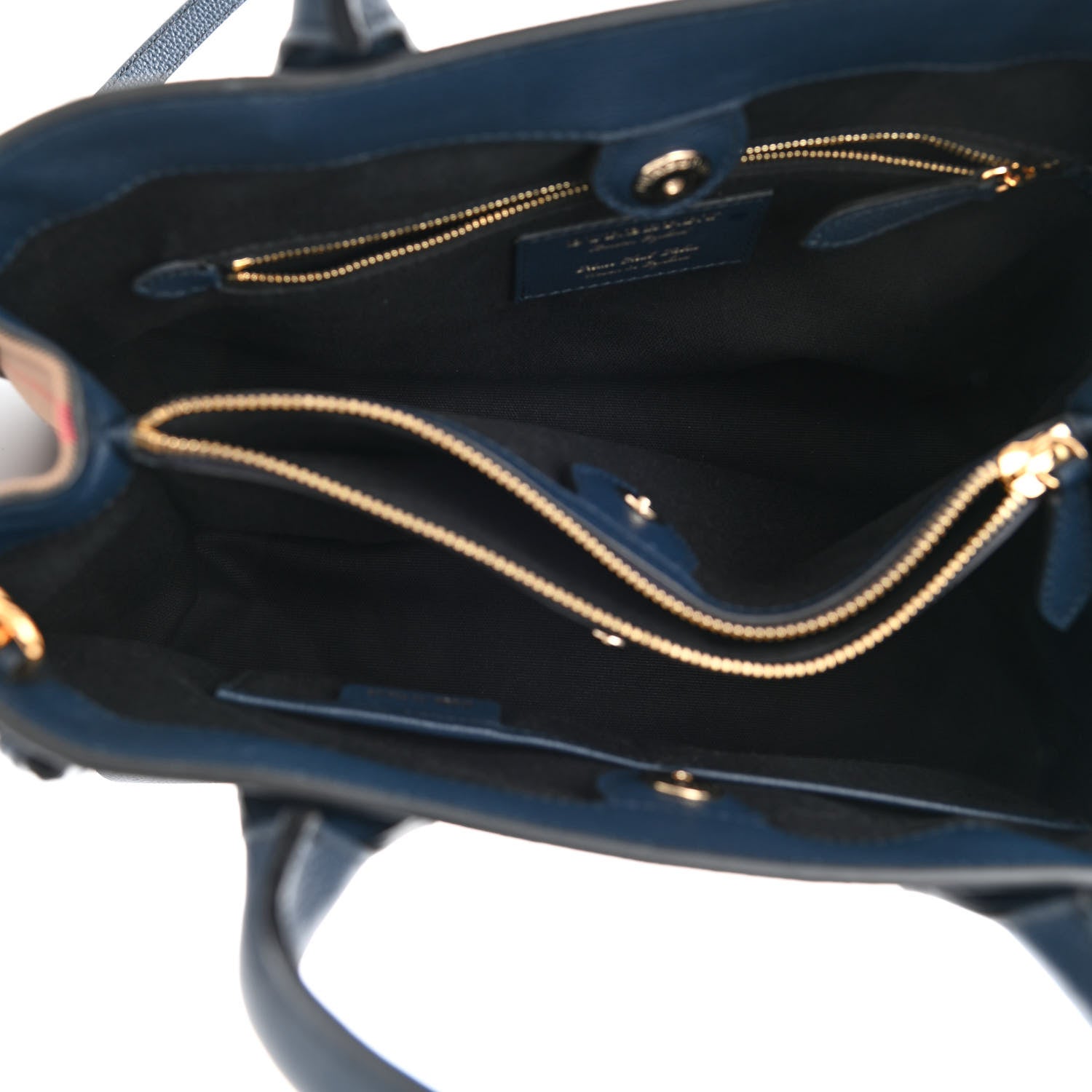 Burberry Derby Calfskin House Check Medium Banner Tote Ink Blue 5 of 11