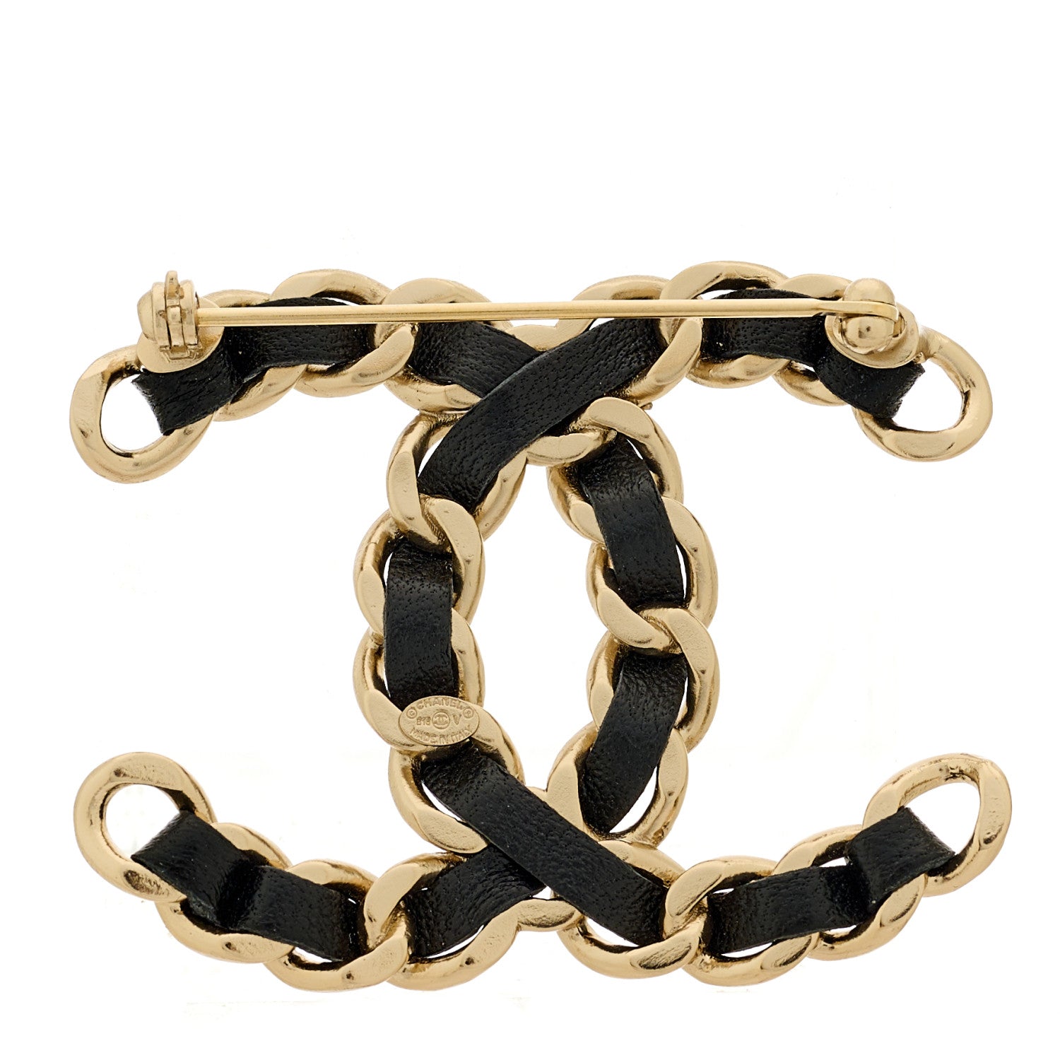 Chanel Lambskin Chain CC Brooch Black Gold 3 of 3