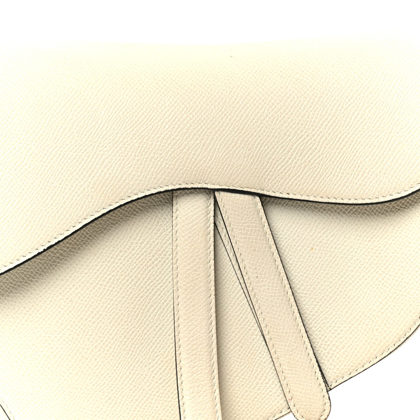 Grained Calfskin Saddle Bag White
