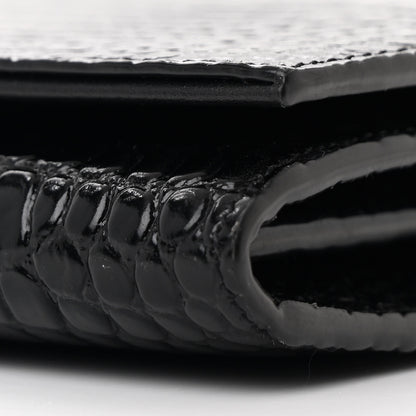 Saint Laurent Calfskin Crocodile Embossed Monogram Chain Wallet Black 12 of 12
