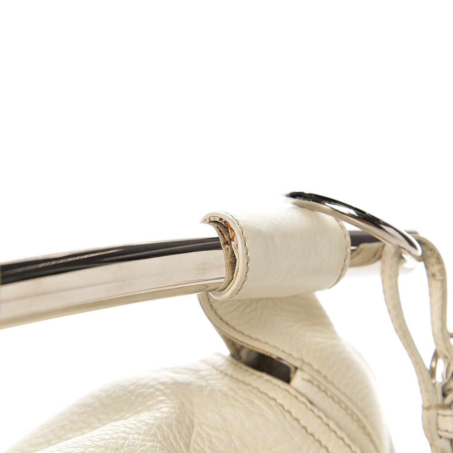 Prada Vitello Daino Metal Bar Top Handle Shoulder Bag White 14 of 18