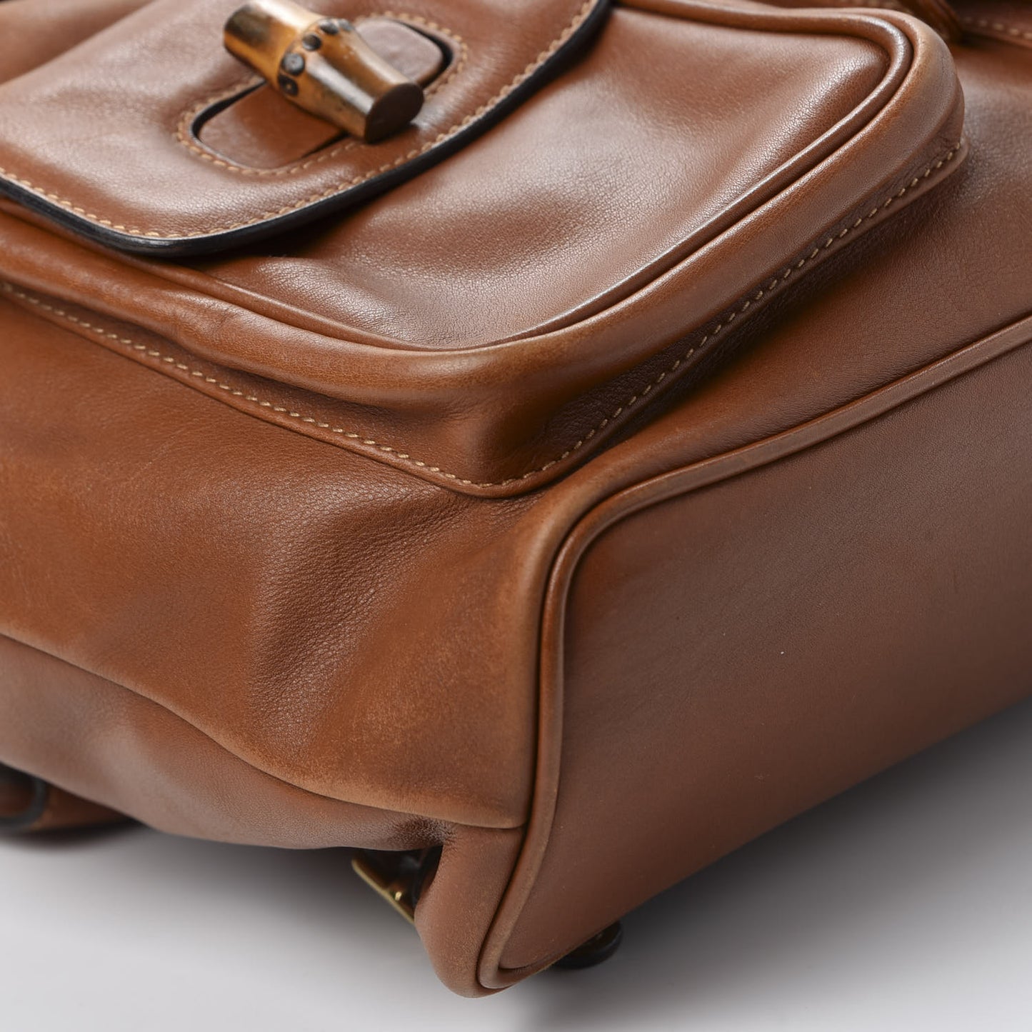 Calfskin Bamboo Backpack Brown