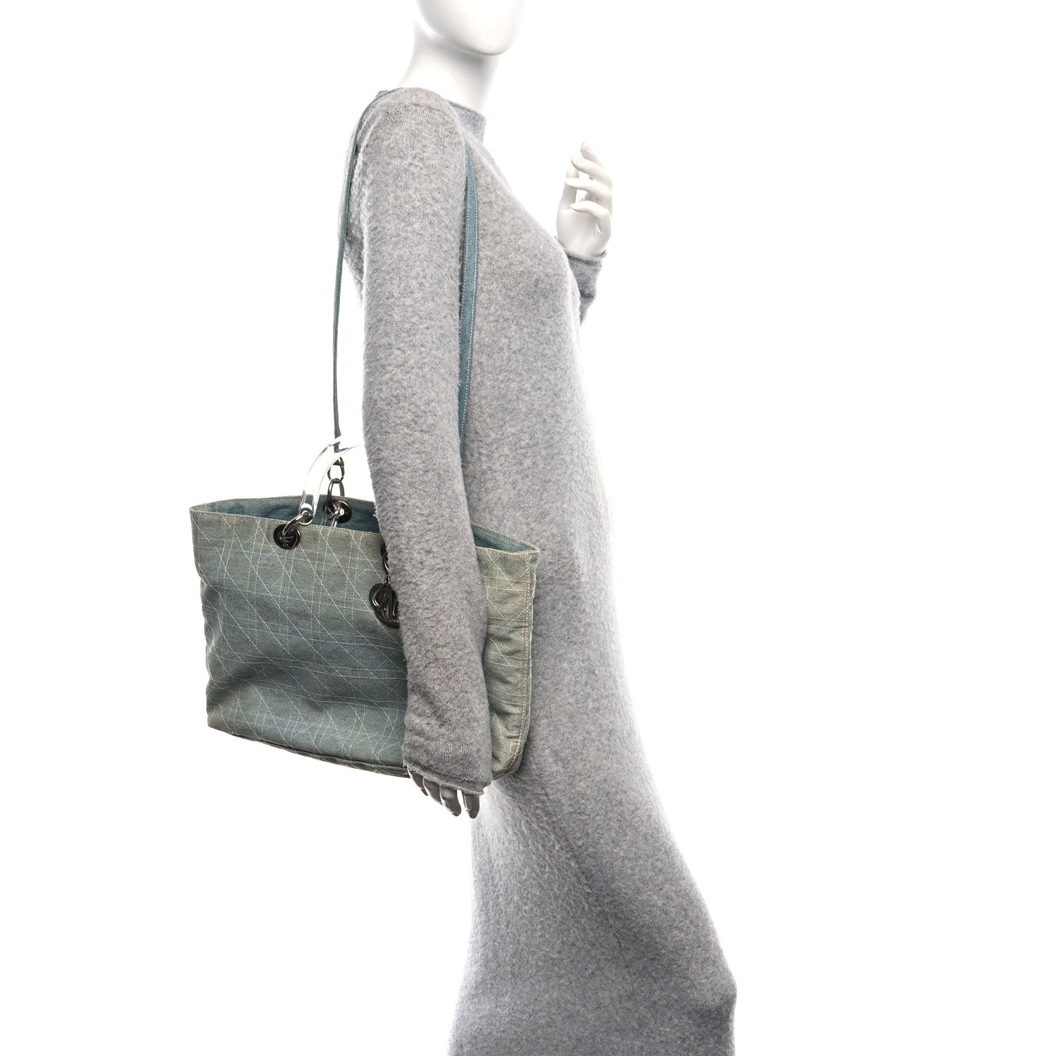 Christian Dior Denim Cannage Lady Dior Light Blue 2 of 11