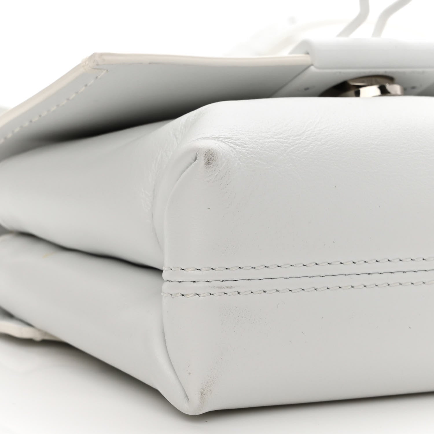 Off-White Calfskin Striped Diag Binder Flap Bag White 8 of 10