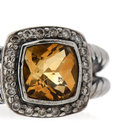 David Yurman Sterling Silver Diamond Citrine 7mm Petite Albion Ring 50 5.25 9 of 9