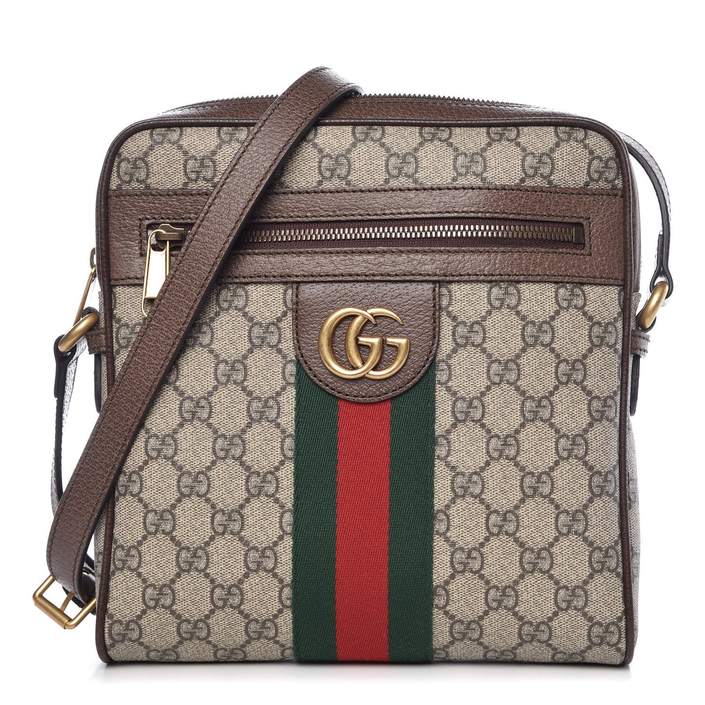 GG Supreme Monogram Web Small Ophidia Messenger Bag Brown