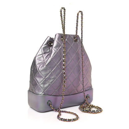 Chanel Iridescent Lambskin Calfskin Quilted Gabrielle Backpack Light Purple 3 of 10
