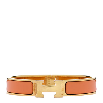 Hermes Enamel Narrow Clic Clac H Bracelet GM Peach Melba 1 of 4
