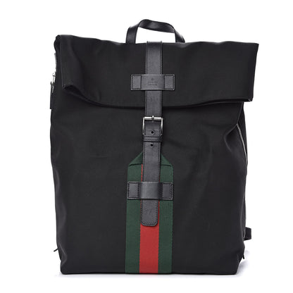 Gucci Techno Canvas Web Single Buckle Backpack Black 1 of 14