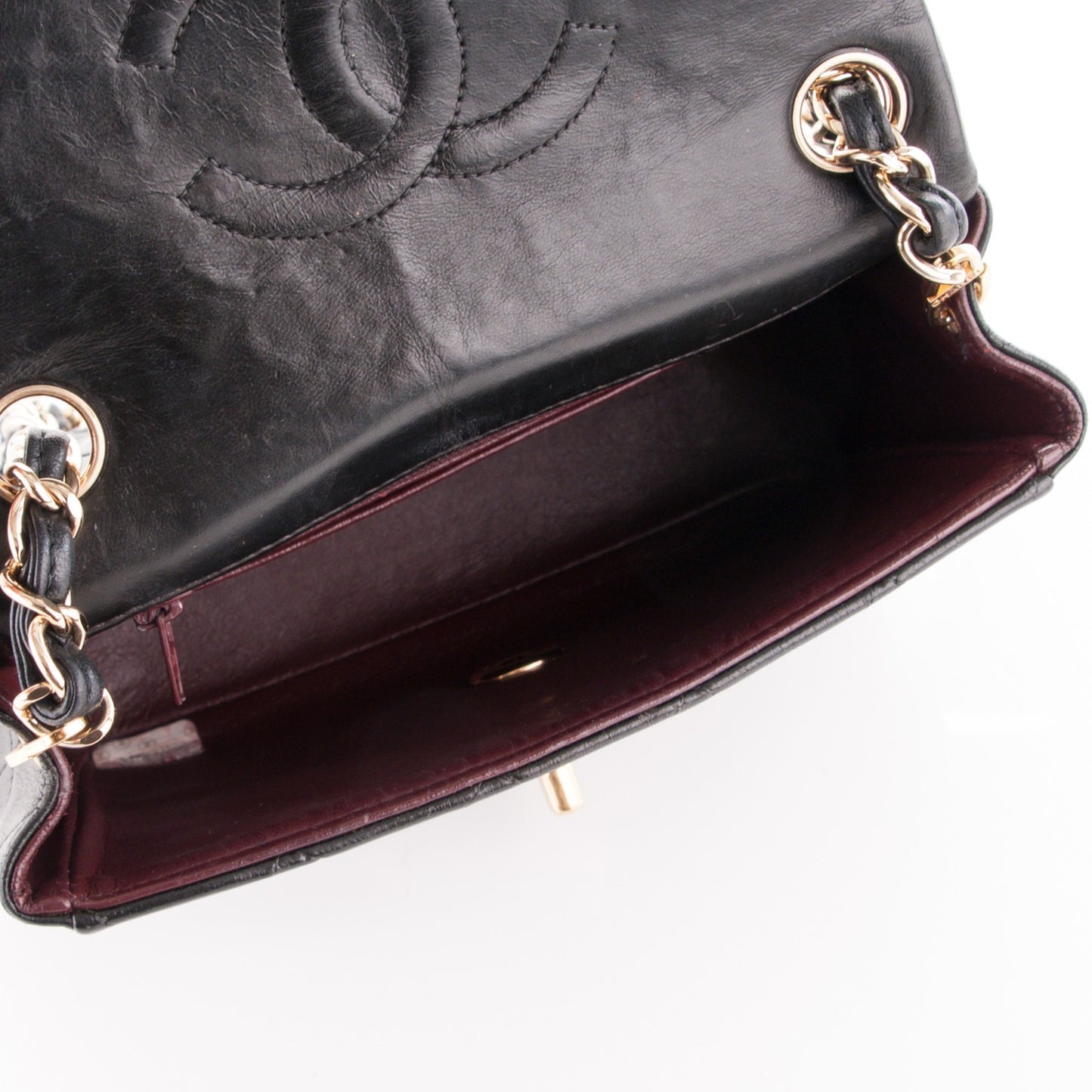 Lambskin Quilted Mini Square Flap Black