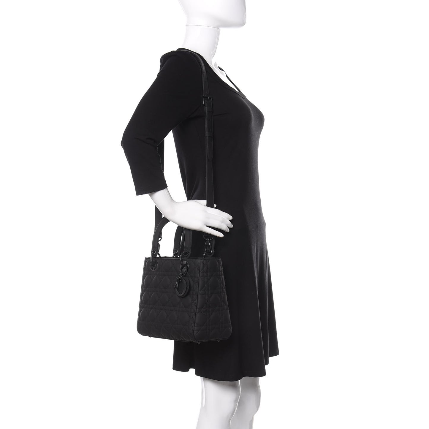 Ultra Matte Calfskin Cannage Medium Lady Dior Black