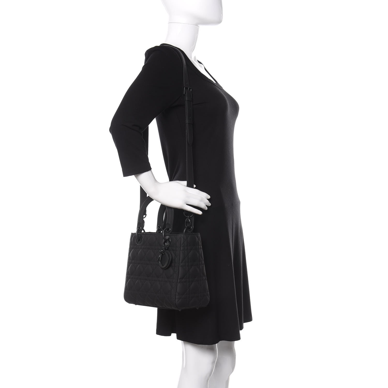 Christian Dior Ultra Matte Calfskin Cannage Medium Lady Dior Black 2 of 10