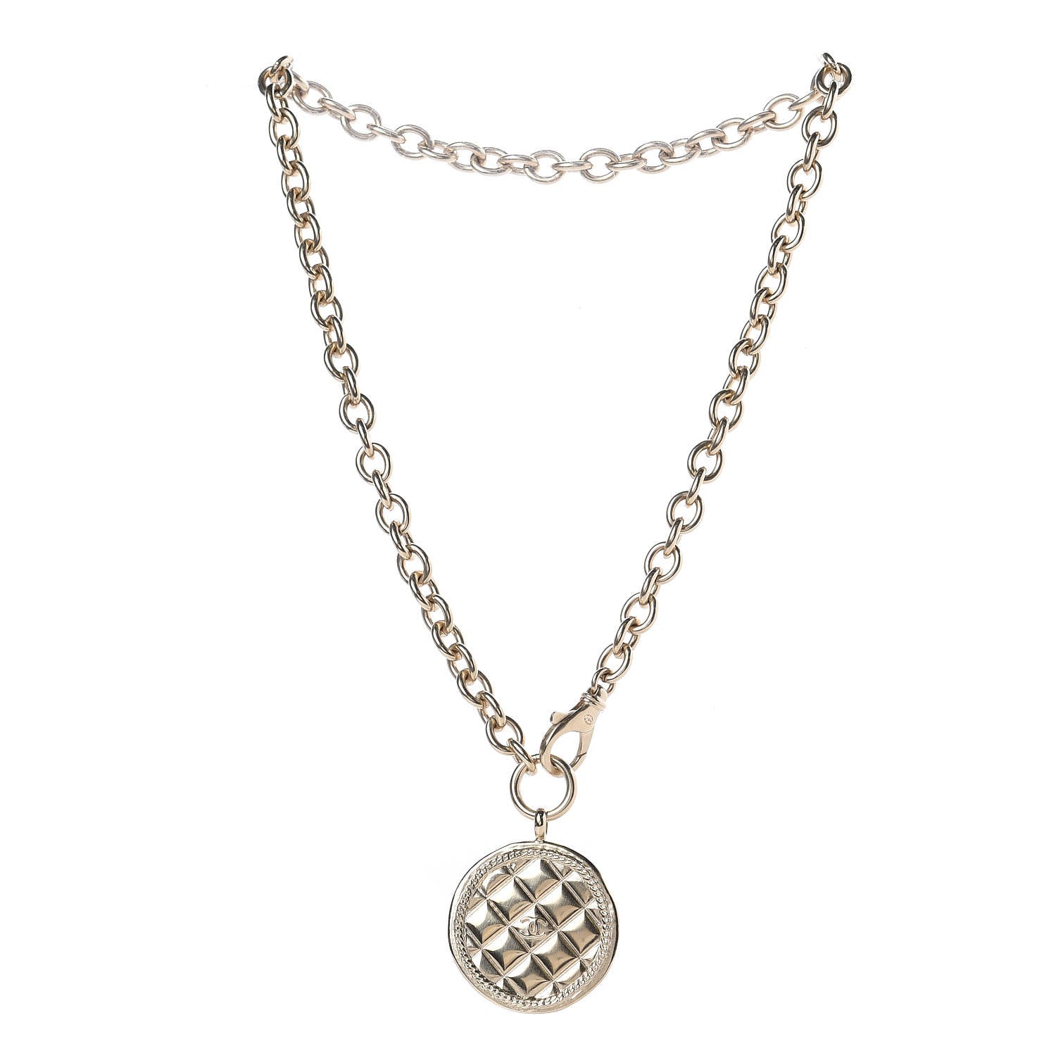 Chanel Quilted CC Pendant Chain Necklace Gold 3 of 5