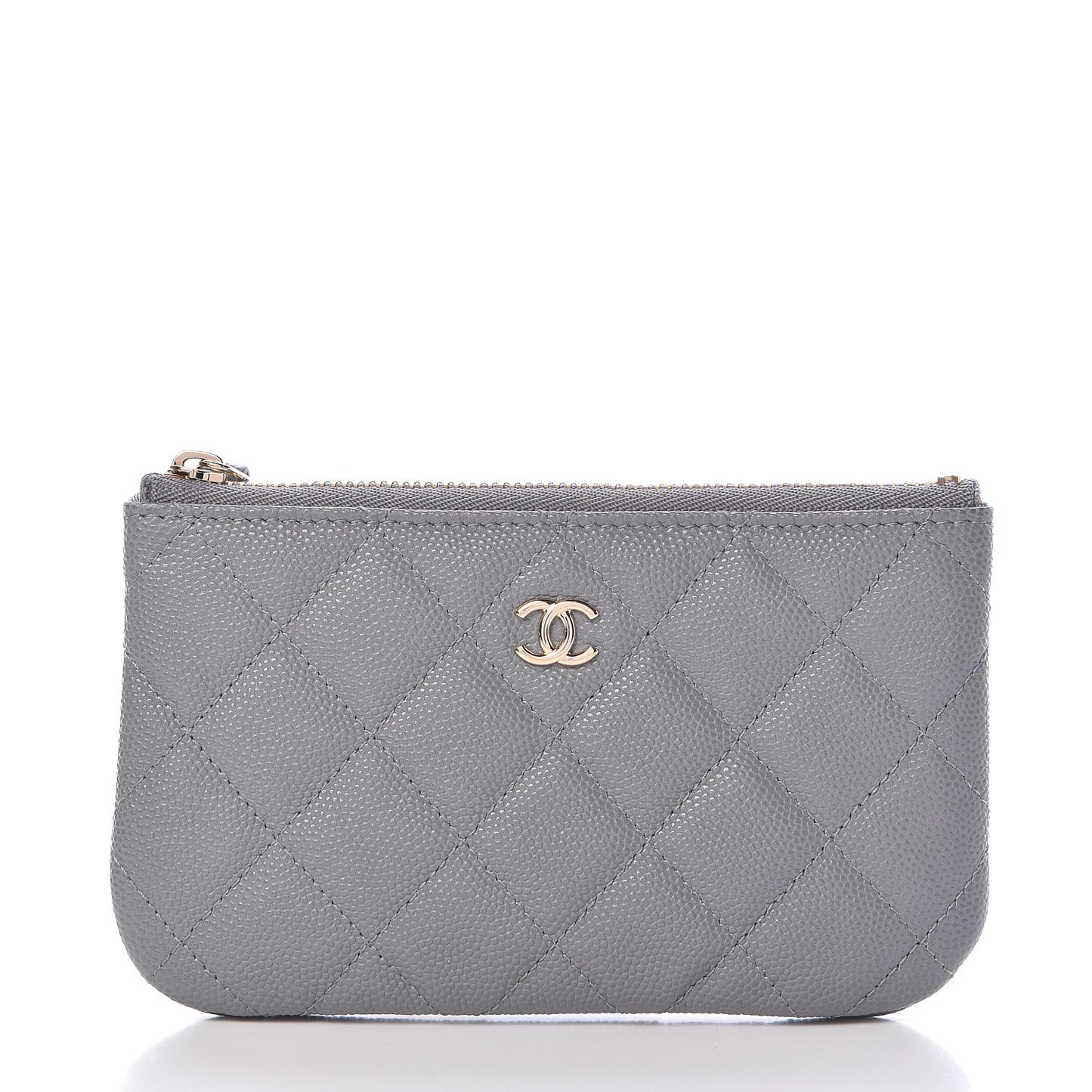 Caviar Quilted Small Cosmetic Case Grey