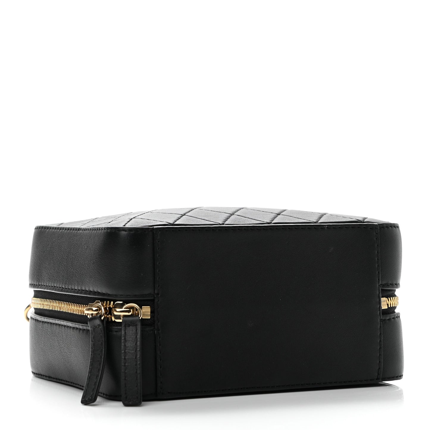 Calfskin Quilted Travel Kit Vanity Case Black