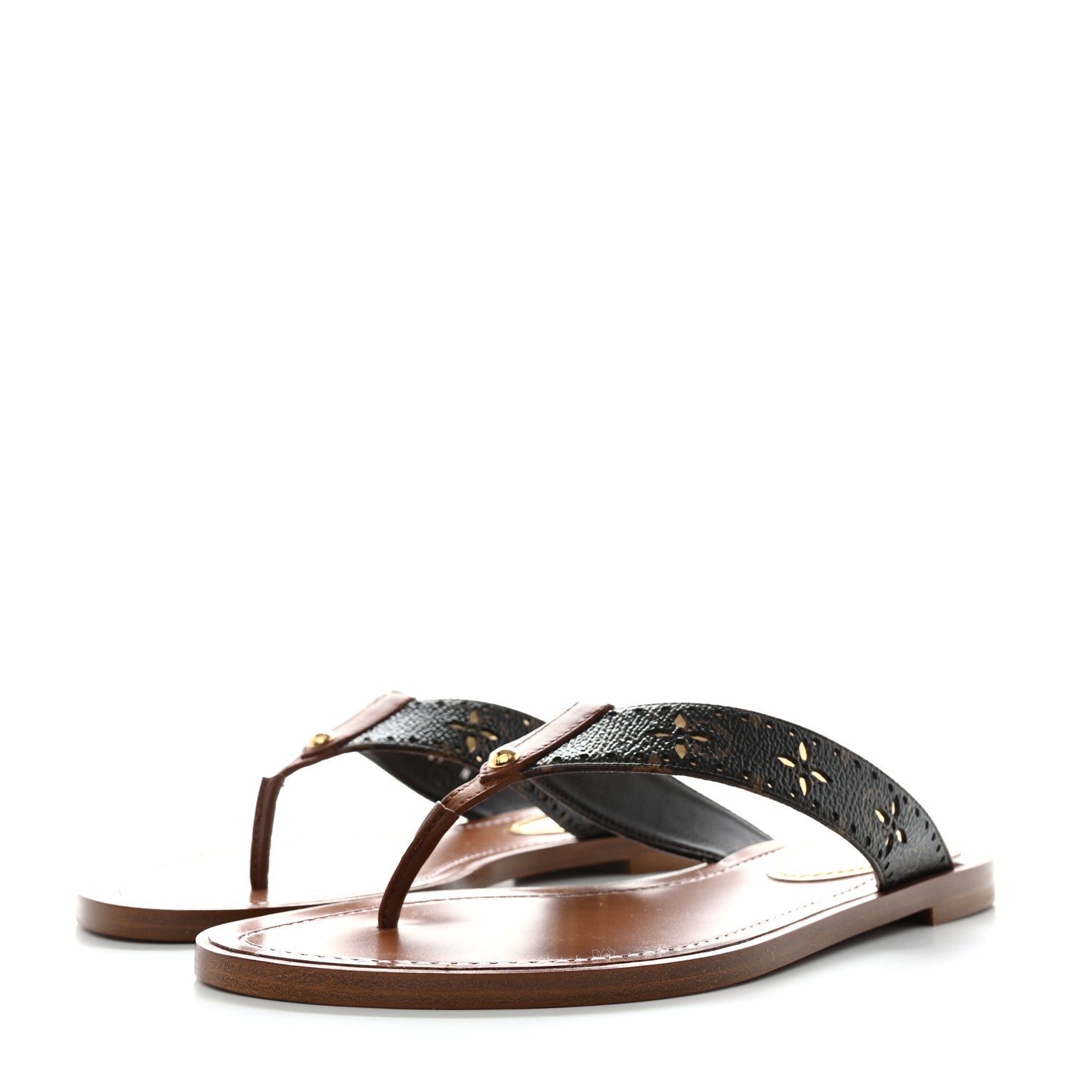 Louis Vuitton Monogram Sunny Flat Thong Sandals 37 Brown 3 of 9