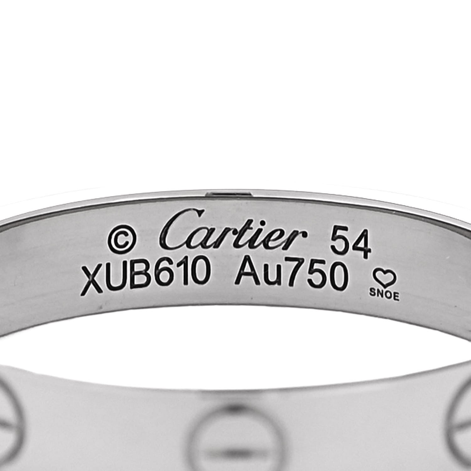 Cartier 18K White Gold 3.5mm LOVE Wedding Band Ring 54 7 4 of 4