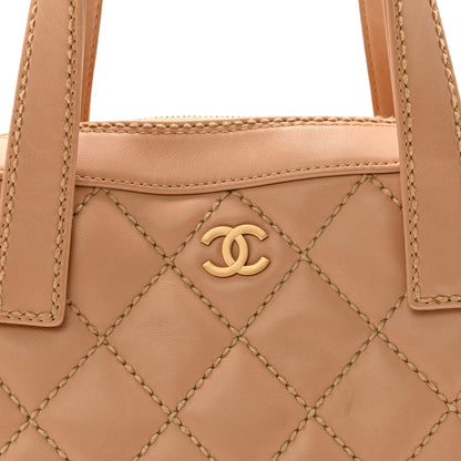 Chanel Calfskin Contrast Stitch Surpique Bowler Beige 10 of 21