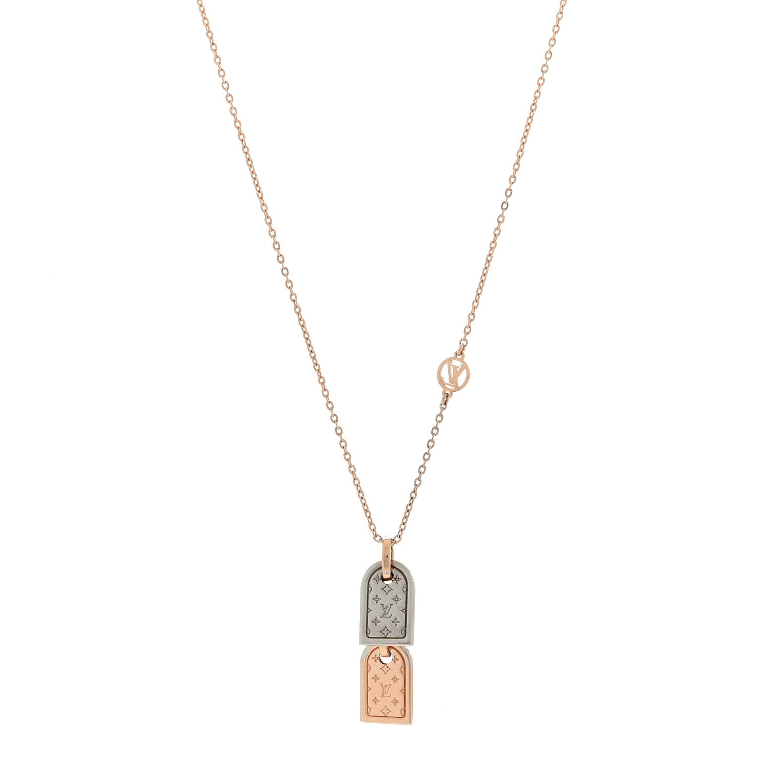 Louis Vuitton Nanogram Name Tag Necklace Pink Gold 1 of 3