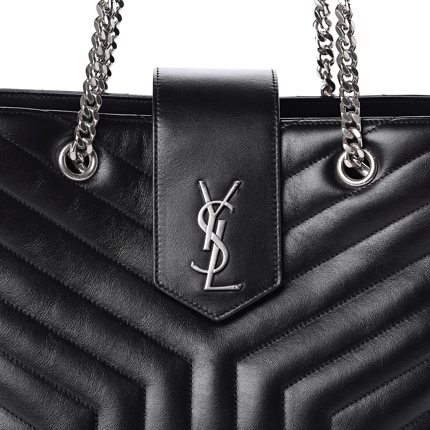 Saint Laurent Calfskin Y Quilted Monogram Large Loulou Shopper Black 10 of 10