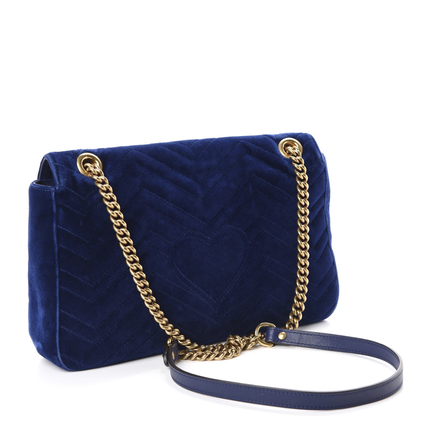 Gucci Velvet Matelasse Medium GG Marmont Shoulder Bag Cobalt Blue 3 of 13