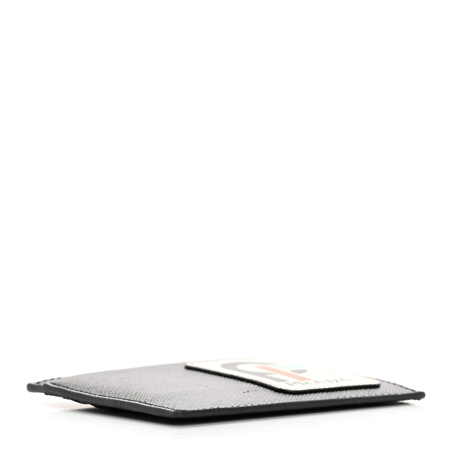 Saffiano Racing Logo Patch Card Holder Black