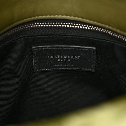Saint Laurent Crushed Velvet Quilted Small Loulou Puffer Monogram Chain Satchel Green 6 of 11
